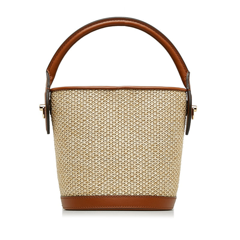 Louis Vuitton Bucket Handbag 2WAY M59962 Natural Brown Leather Raffia Louis Vuitton