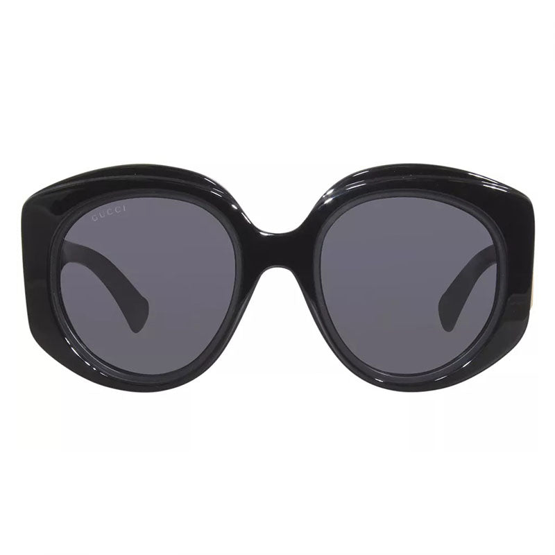 Gucci Round Full Rim, with a Black frame and Grey lens.
