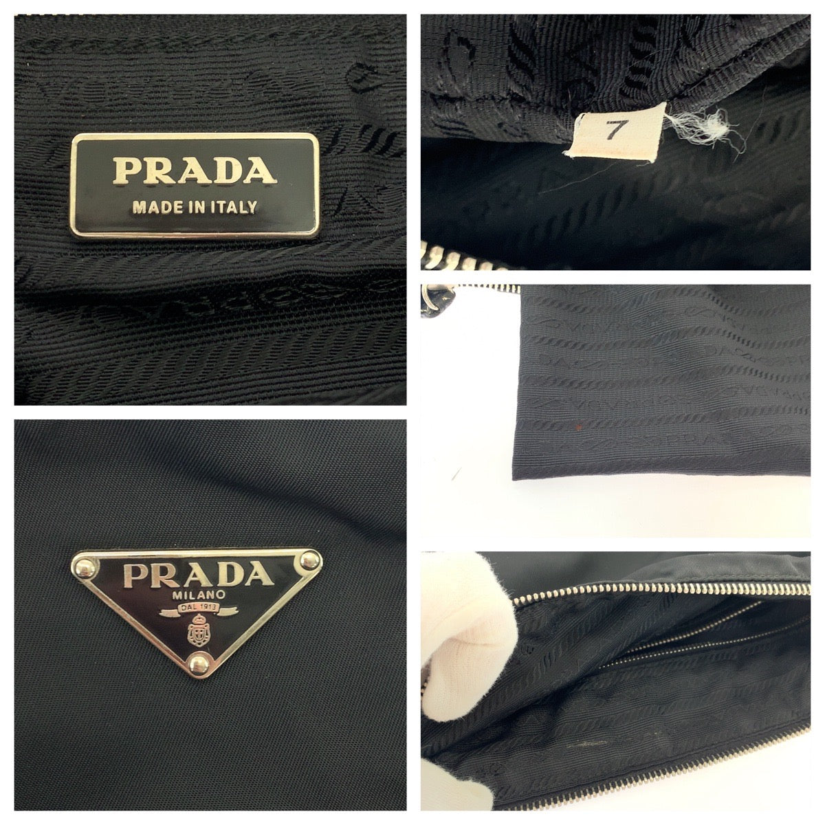PRADA Shoulder Bag 7 Nylon Black SilverMetal Shoulder Bag pochette Test Triangle With logo Women