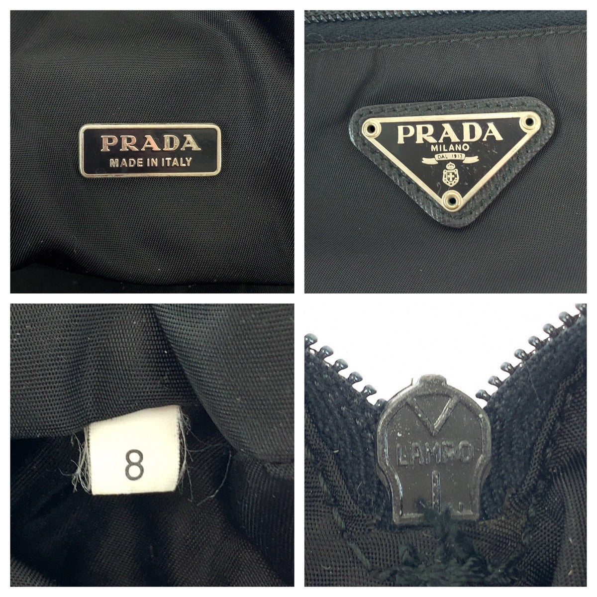 PRADA Pouch Nylon black Pouch clutch bag Test Triangle With logo Women