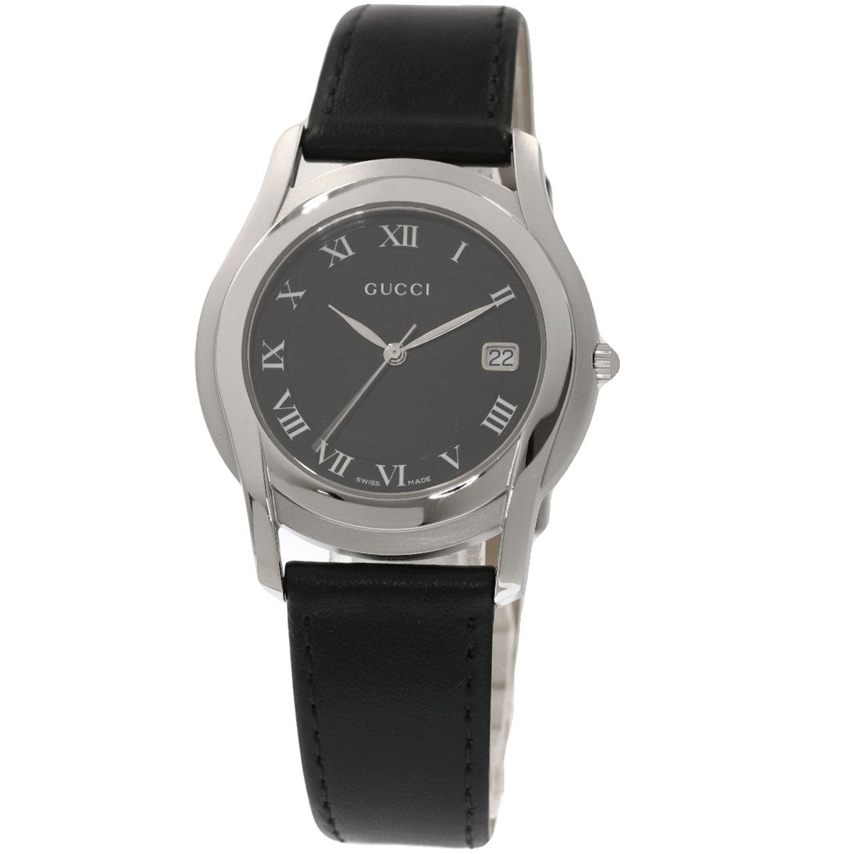 GUCCI Watches Quartz Stainless Steel, Leather black 5500M black dial mens d