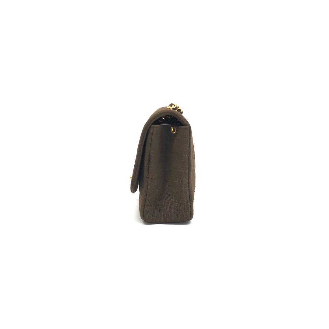 Chanel Diana Medium Chocolate Brown Fabric Single Flap with 24k Gold Plated Hardware 1991-1994