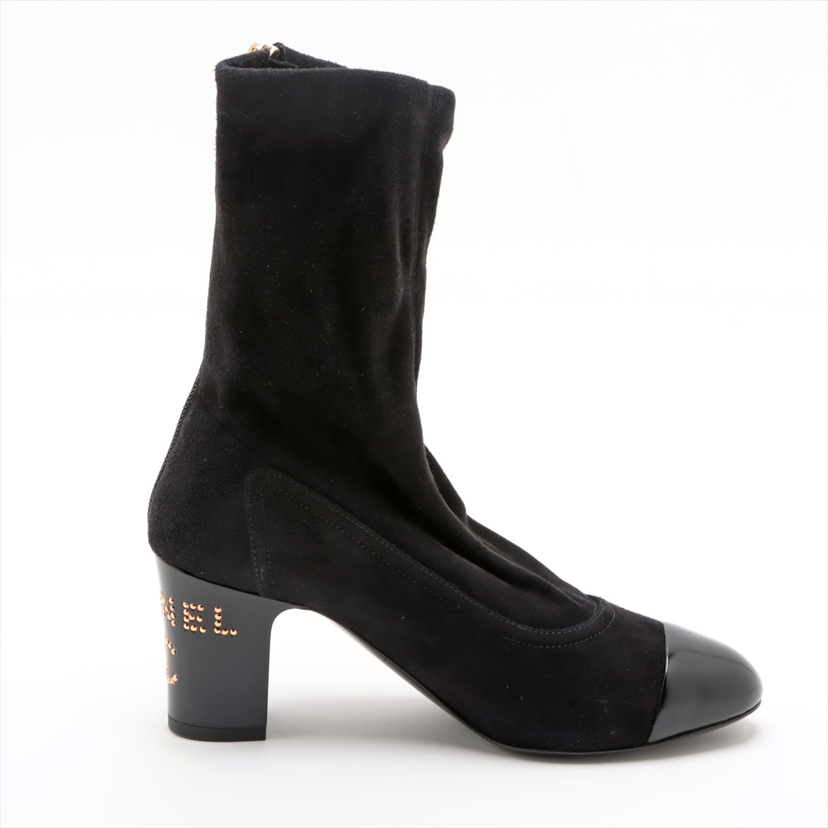 Chanel Coco Short Boots 36 Black G35000 Line Stone