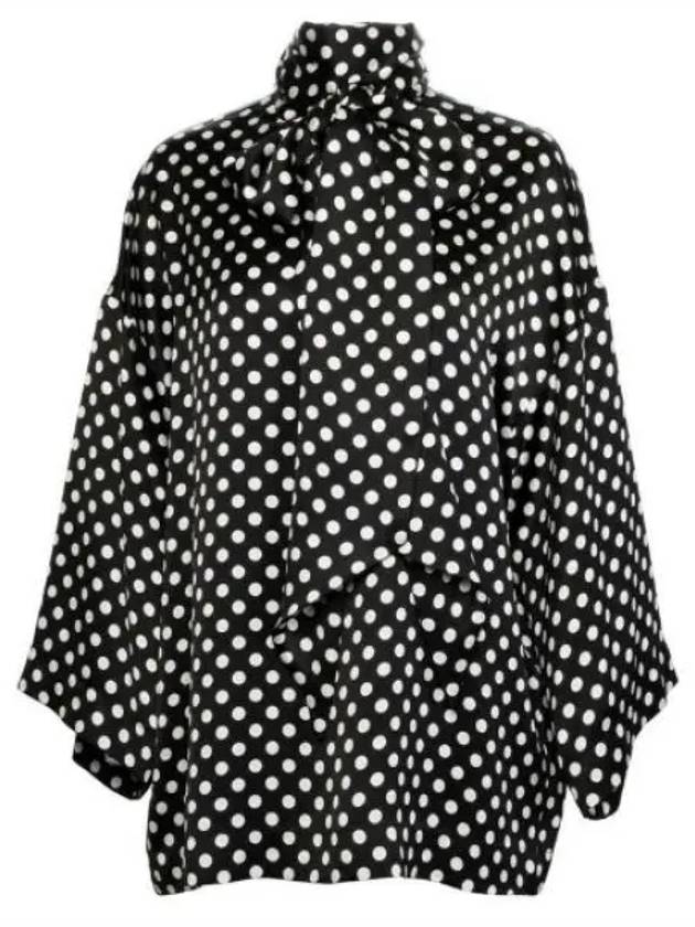 Luxury Saint Laurent Trending 2025 Polka Dot Bow Satin Blo Black