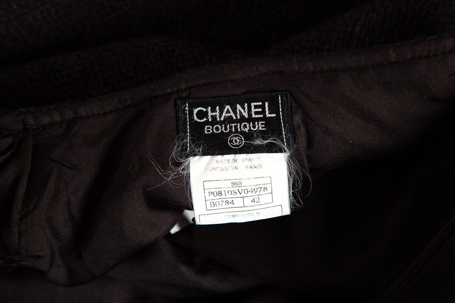 Chanel 1996 Autumn Brown Tweed Skirt SZ 42