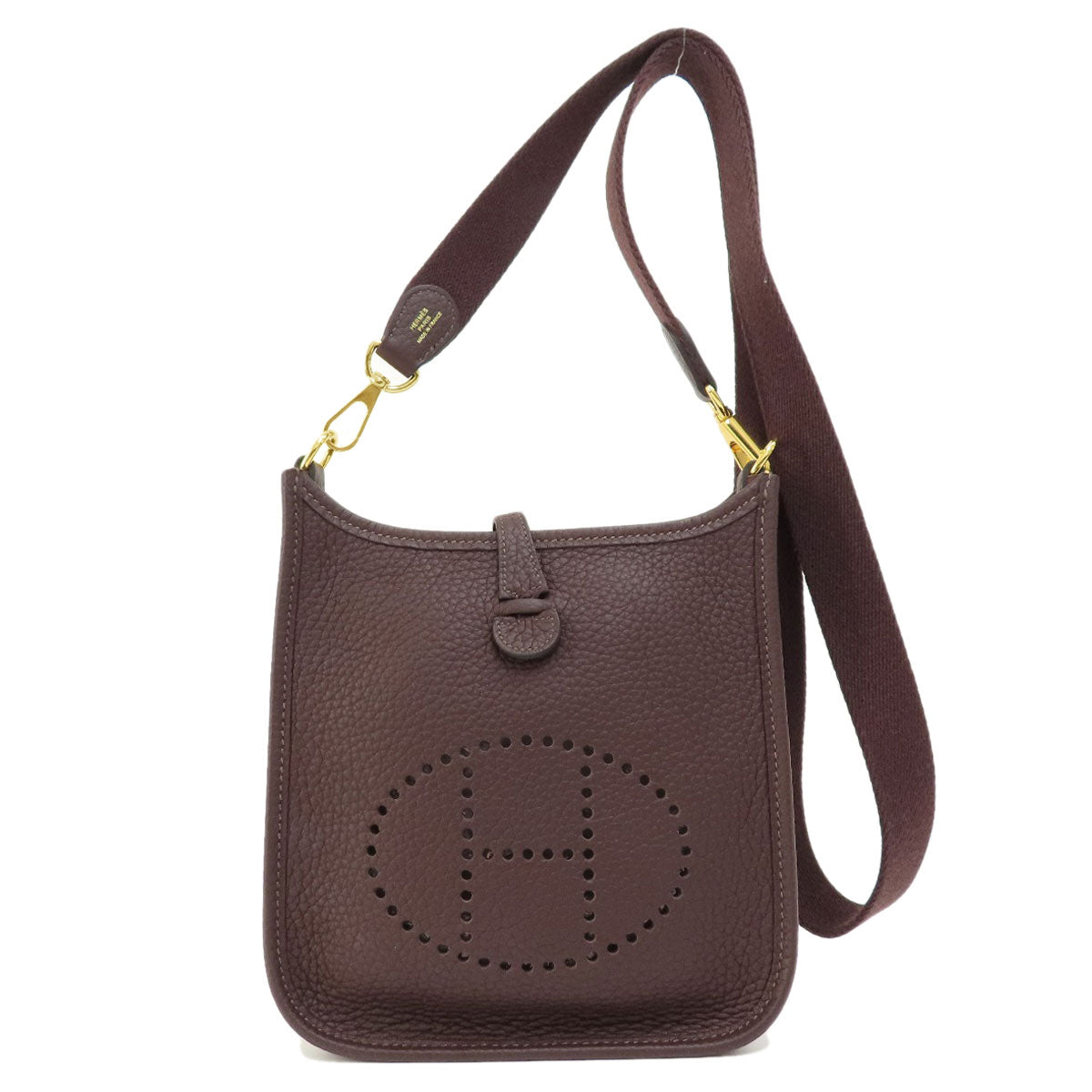 HERMES Shoulder Bag Taurillon Clemence Brown Evelyn TPM Brown Gold Metal Women d