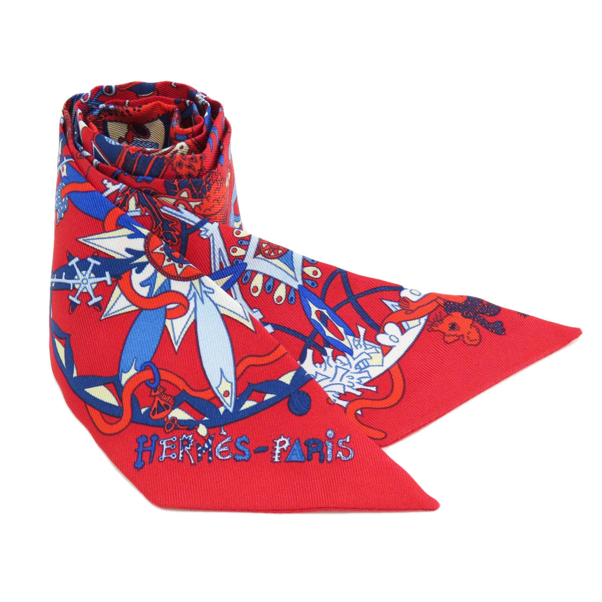 HERMES scarf silk Red Twilly Women d