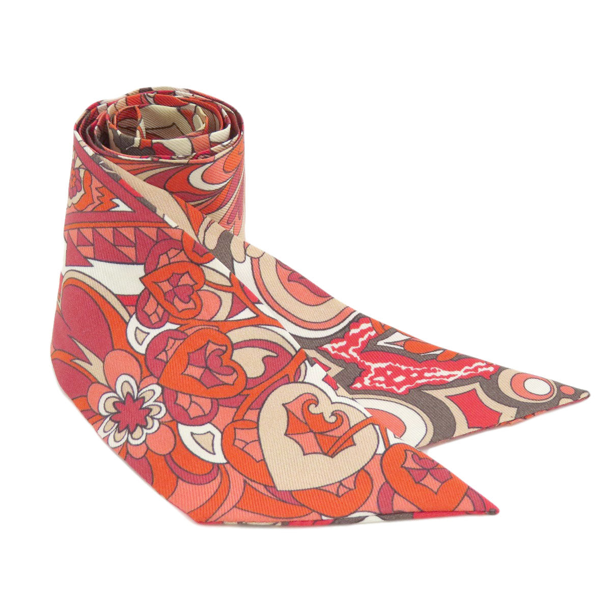 HERMES scarf silk Red Twilly Women d
