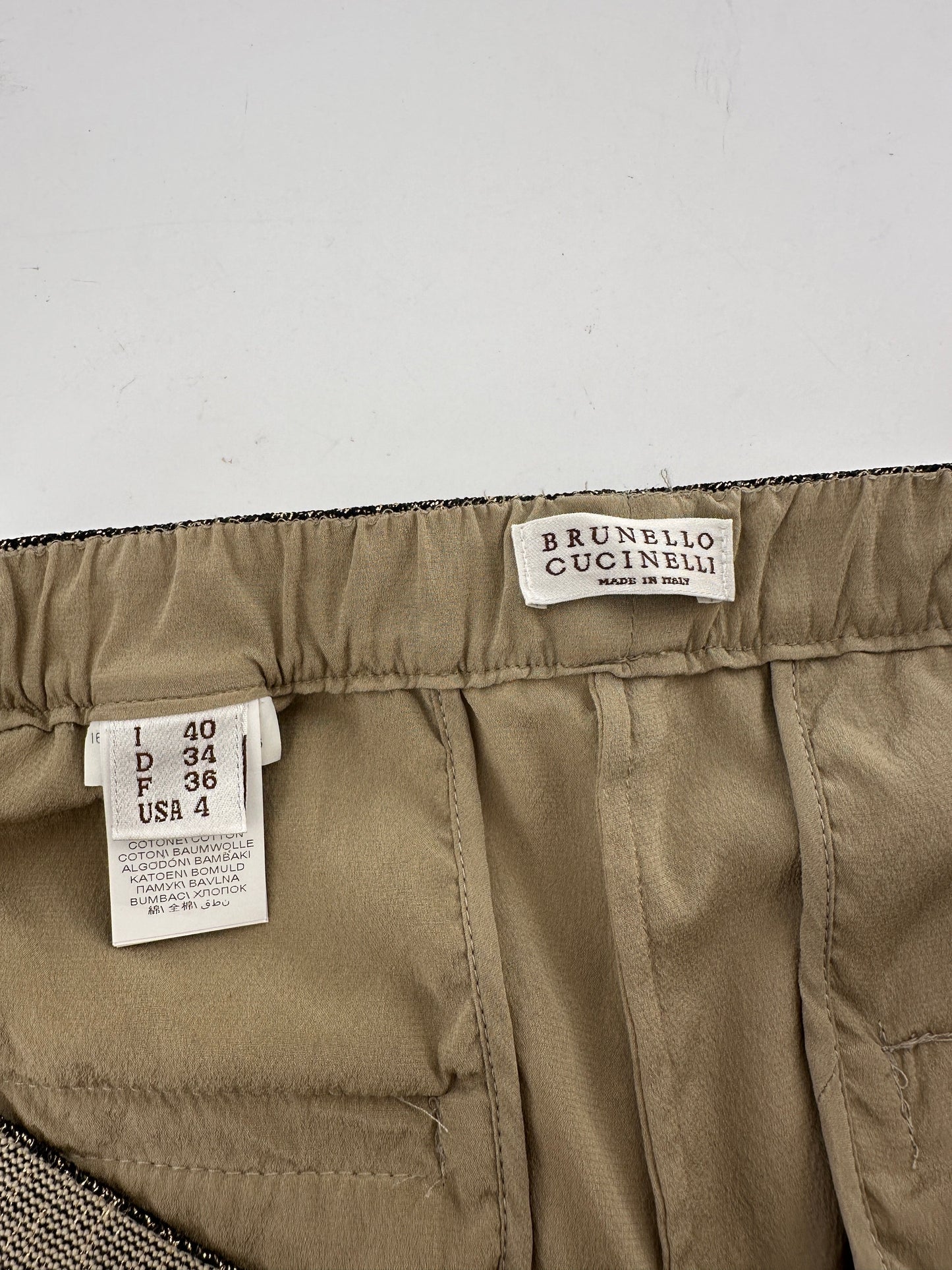 Brunello Cucinelli Taupe Sheer Organza Explorer Cargo Tro rs Size IT 40 (UK 8)