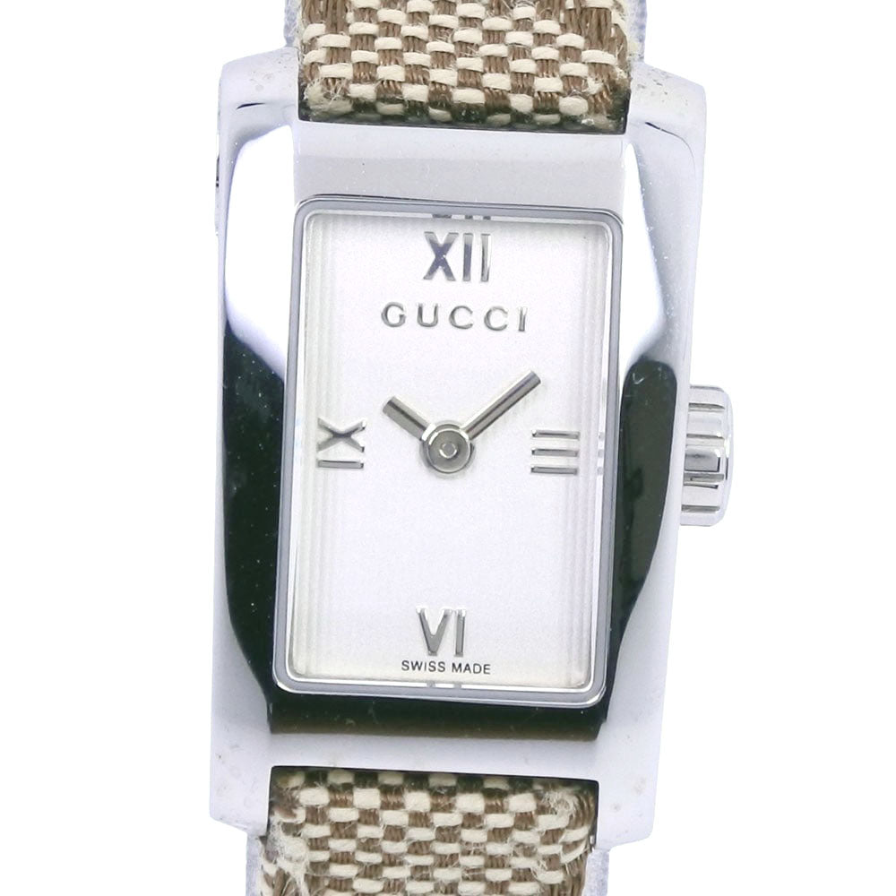 GUCCI Watches Quartz 8600L Stainless Steel, GG Canvas white White dial Women d
