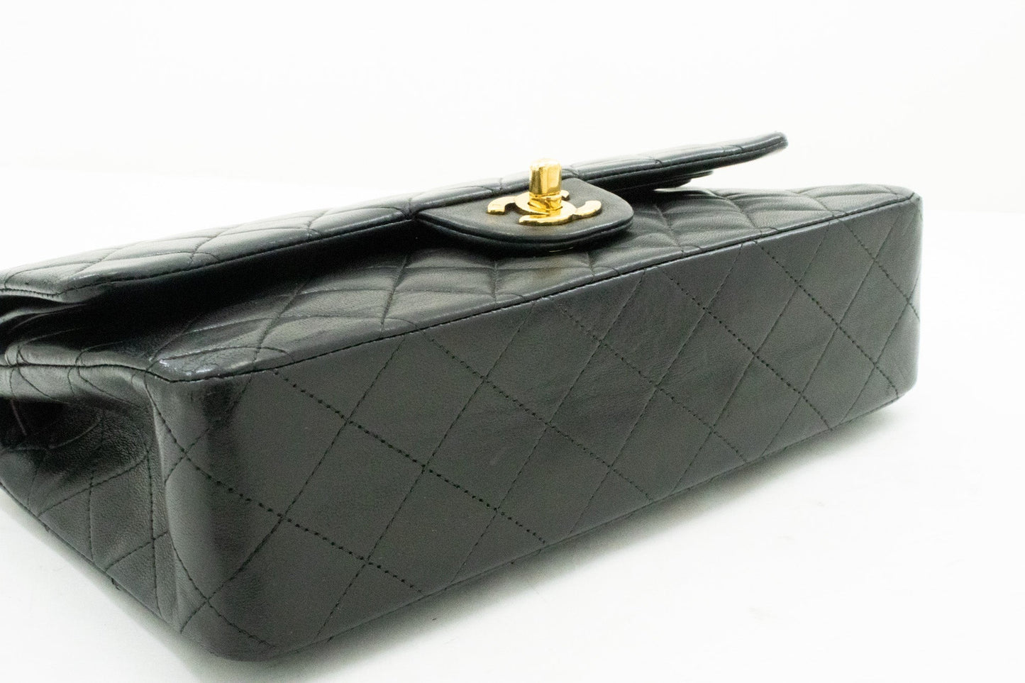 CHANEL Classic Double Flap Medium Chain Shoulder Bag Black Lamb