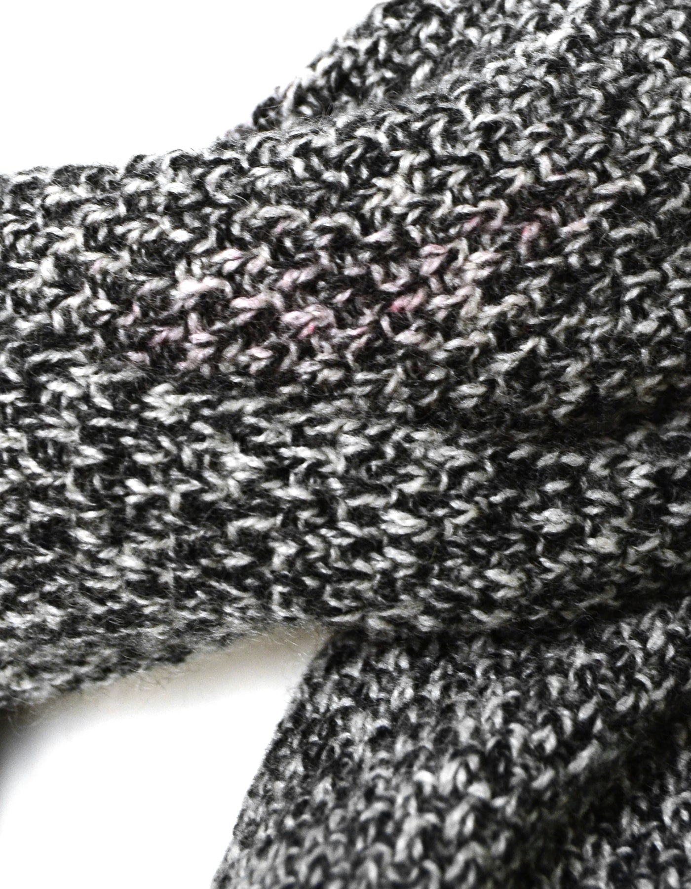 Chanel Black & White Cashmere w/ Red Trim Knit 88" Scarf w/ Puffy CC Detail