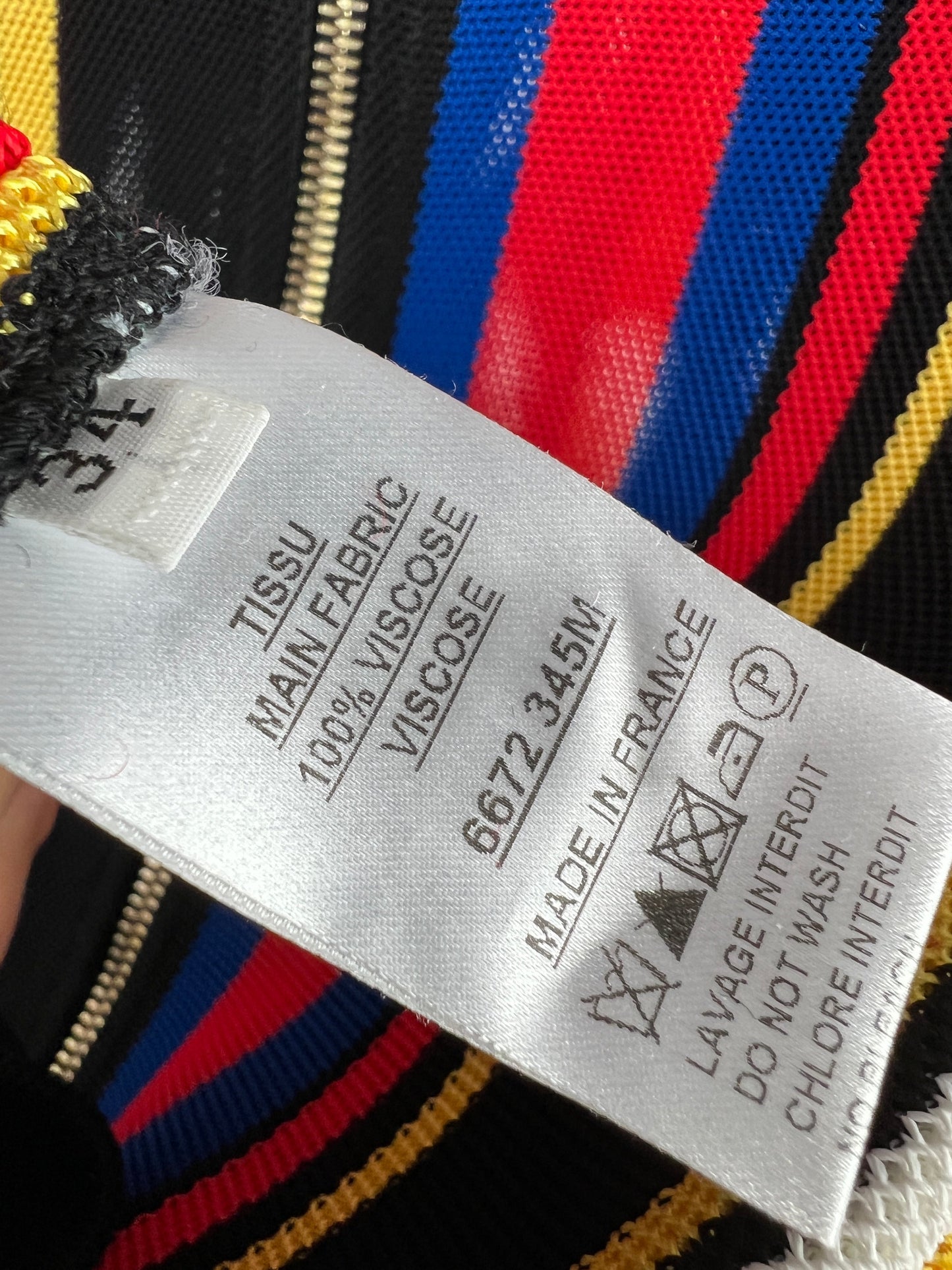 Balmain Black, Red, Yellow Stripe Multi-Colour Knitted Midi Skirt with Zip Back Detail FR 34 (UK 6)