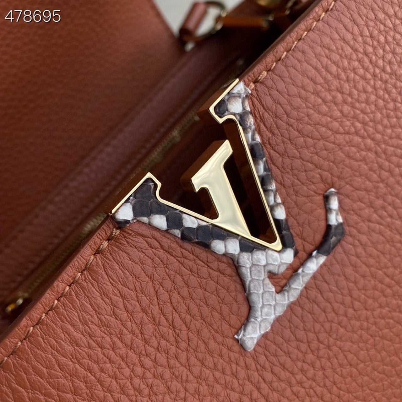 Top Quality Capucines BB Taurillon And Python Brown For Women, Shoulder And Crossbody Bags 10.4in/27cm Top Quality N97980