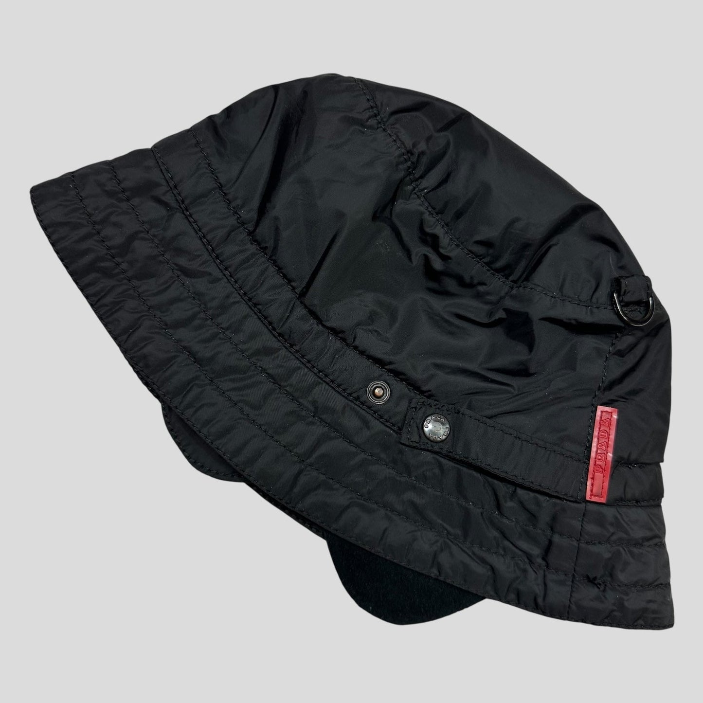 Prada Sport 00’s Nylon Fleece Dog Ear Bucket Hat - M/L
