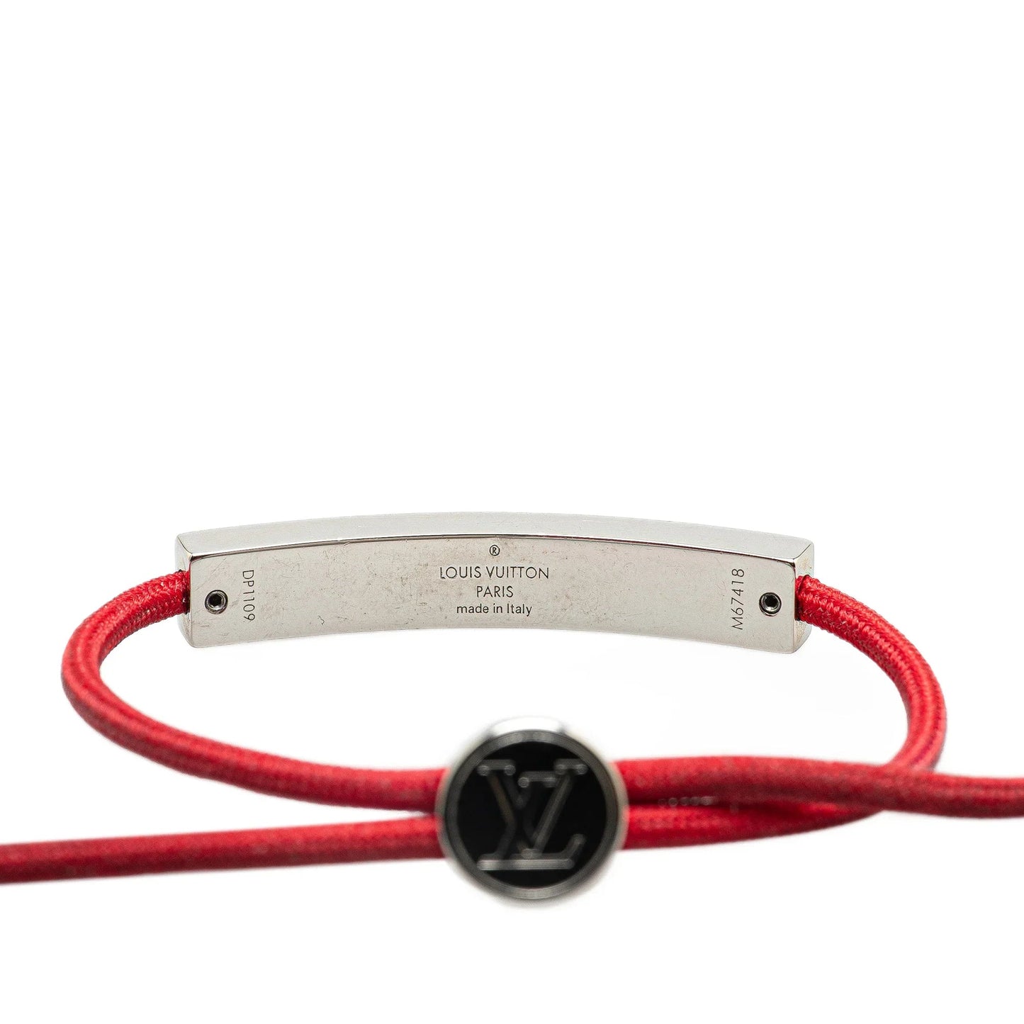 Red Louis Vuitton Stainless Steel and Nylon LV Space Bracelet