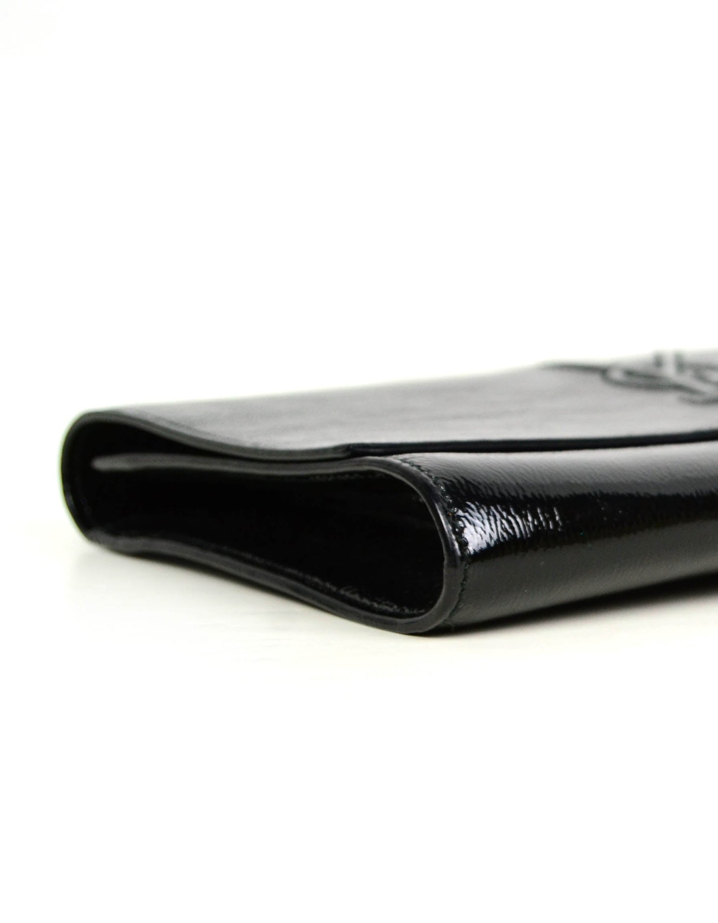Yves Saint Laurent Black Patent Monogram Large Belle De Jour Clutch Bag