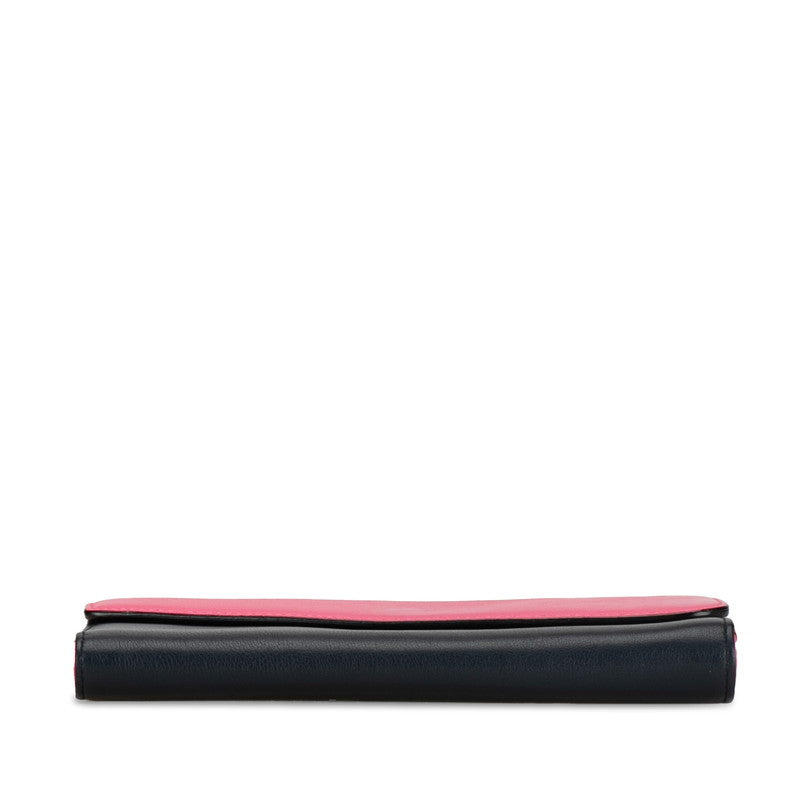 Dior Long Wallet Chain Wallet Pink Navy Leather Dior ()