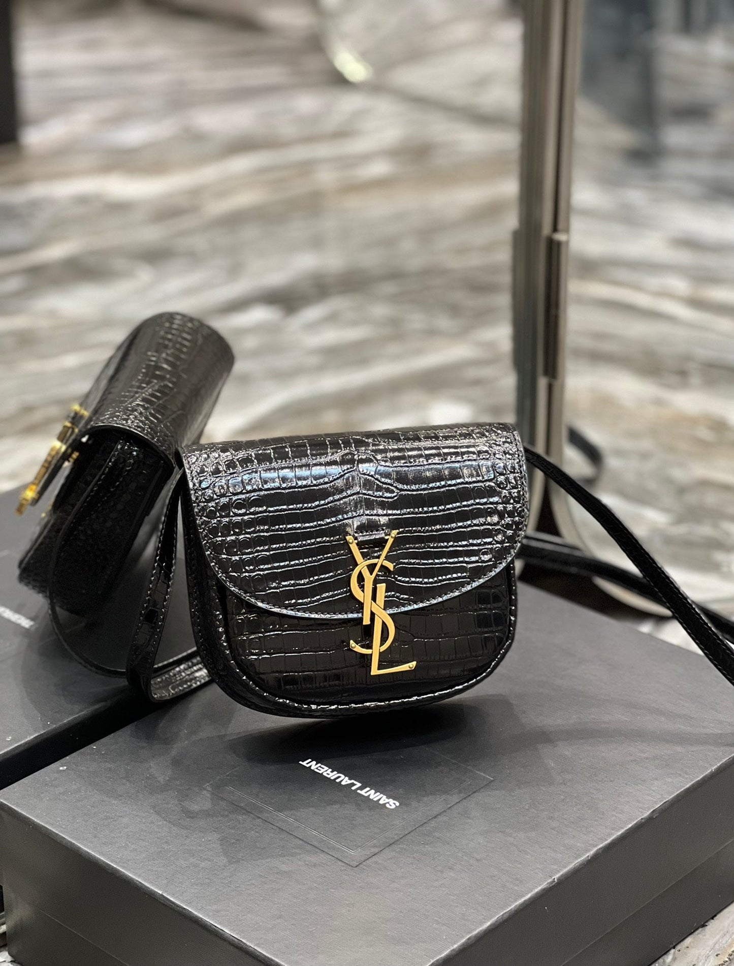 YSSL Kaia Small Satchel Black For Women, Women’s Bags 7in/18cm YSL 619740DND0W1000
