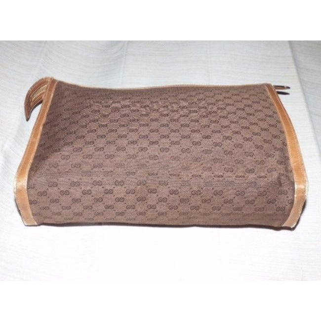 Gucci Shades Of Brown Leather Canvas Clutch