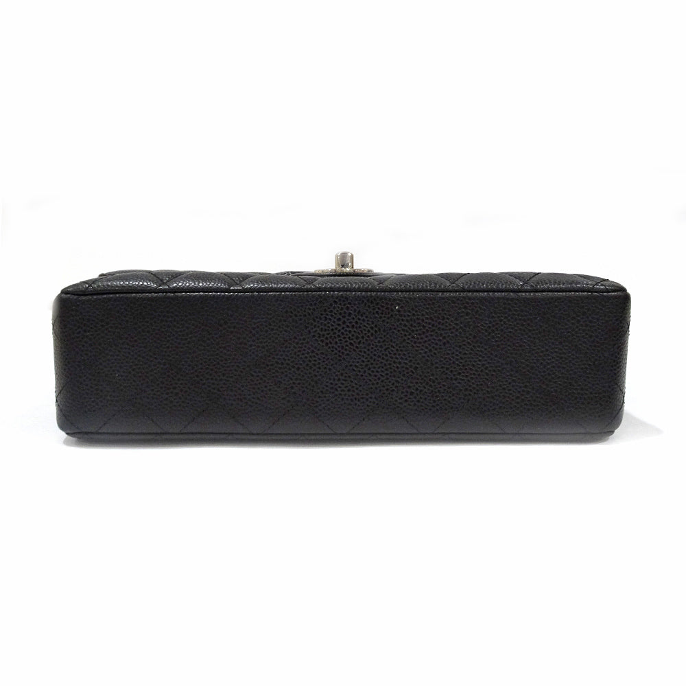Chanel Classic Handbag A01112 W Flap Bag Matrasse 25 Black Silver Green S Caviar Skin Shoulder Bag