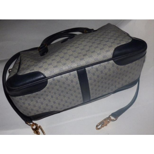 Gucci Doctor S Navy Blue Small G Logo Leather Coated Canvas Satchel