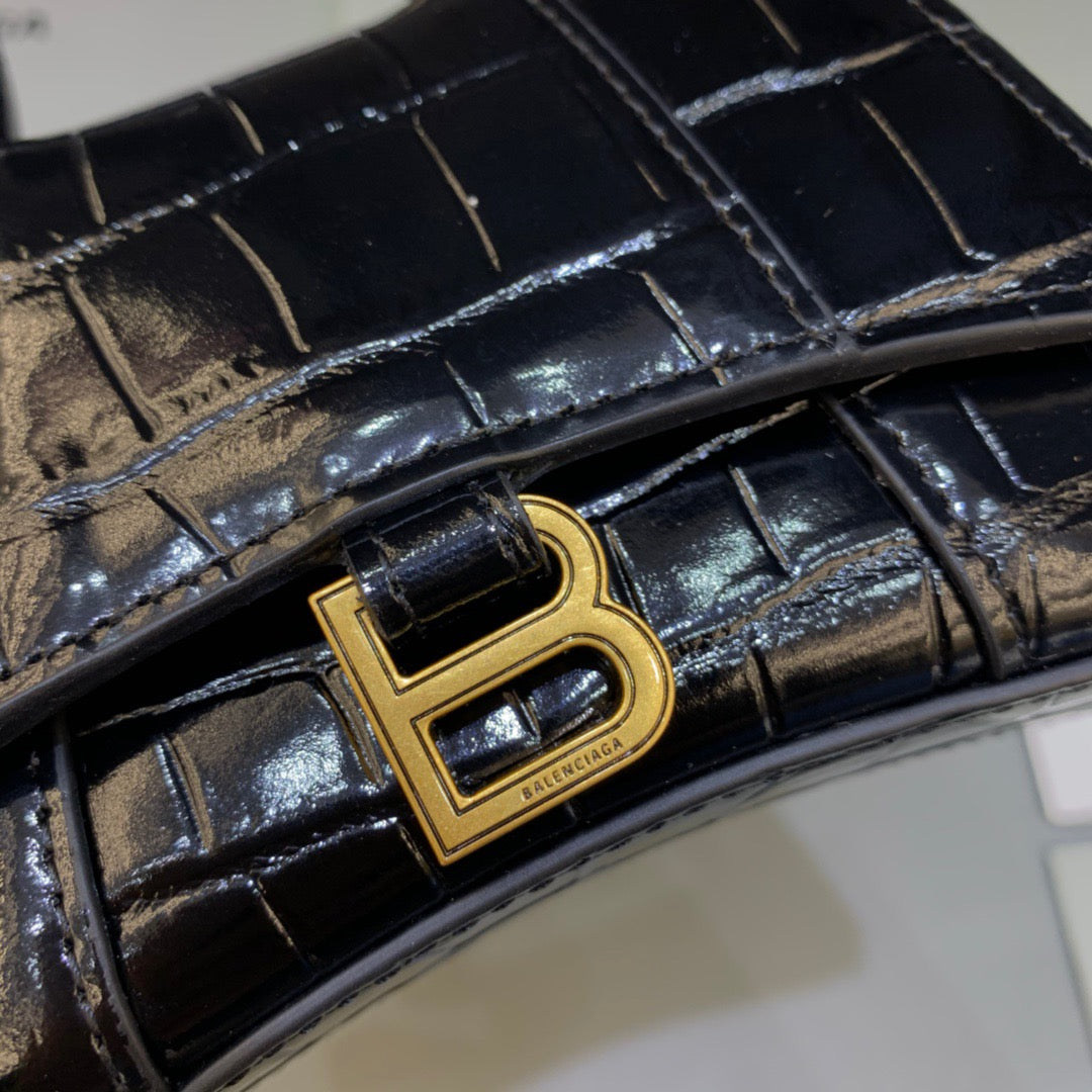 Top Quality Hourglass Mini Handbag With Chain In Black, For Women, Bags 4.7in/12cm