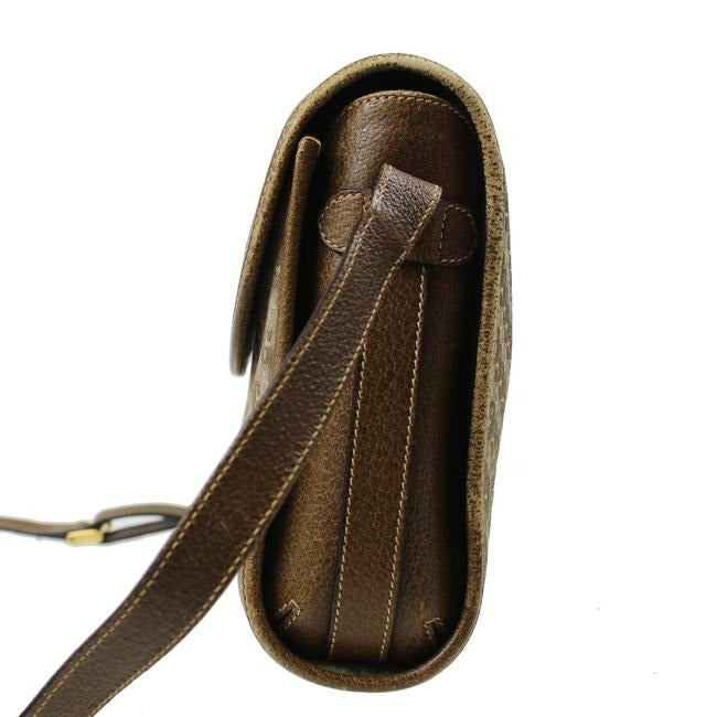 Gucci Dark Khaki Square G Logo Print Canvas And Camel Leather Cross Body