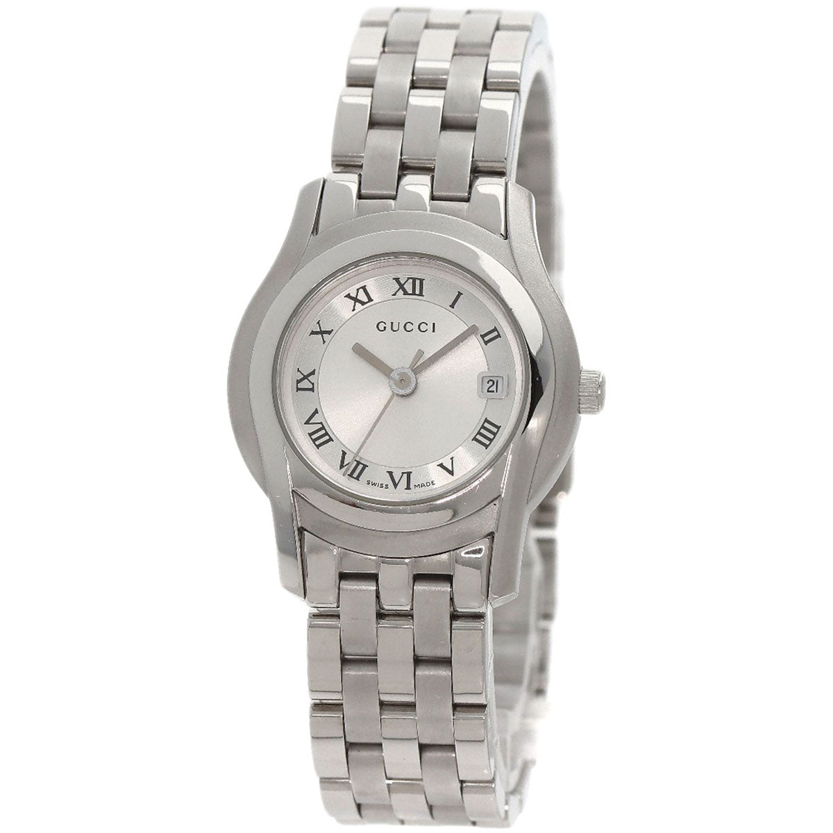 GUCCI Watches Quartz 5500L Stainless Steel , Stainless Steel Silver Round face Silver dial Women d