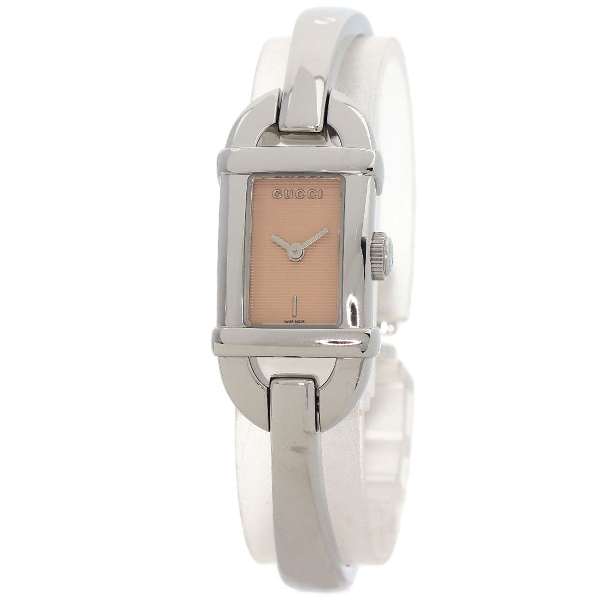GUCCI Watches Quartz 6800L Stainless Steel , Stainless Steel Silver Square face Orange dial Women d