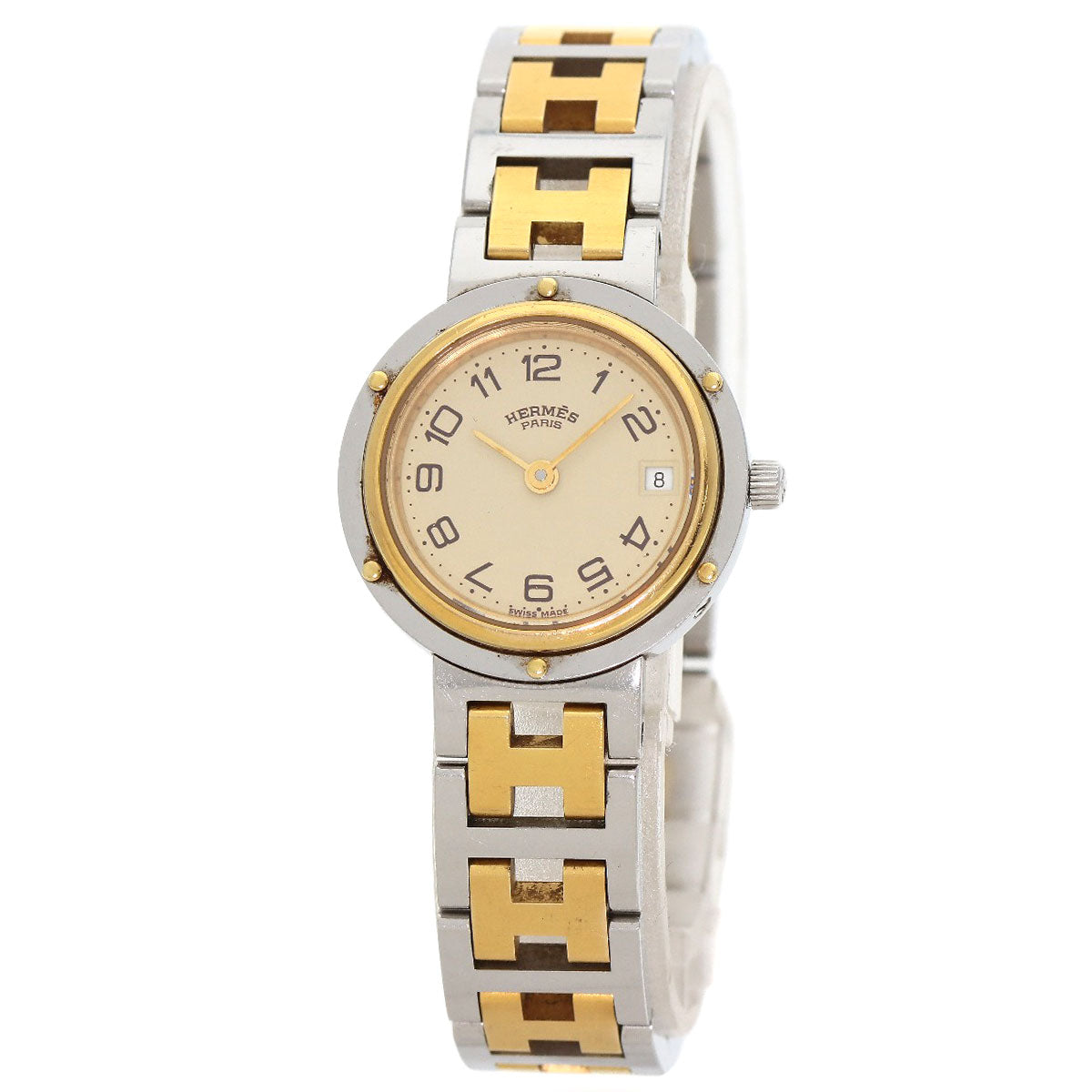 HERMES Watches Quartz Stainless Steel , SSxGP gold Clipper Ivory dial Women d