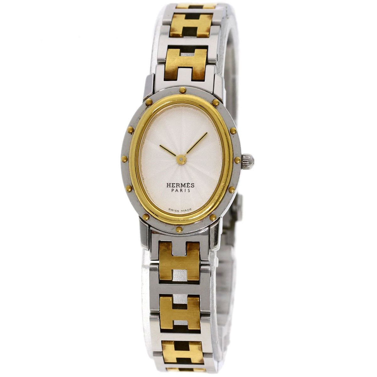 HERMES Watches Quartz CO1.220 Stainless Steel , SSxGP Silver Clipper oval Silver dial Women d