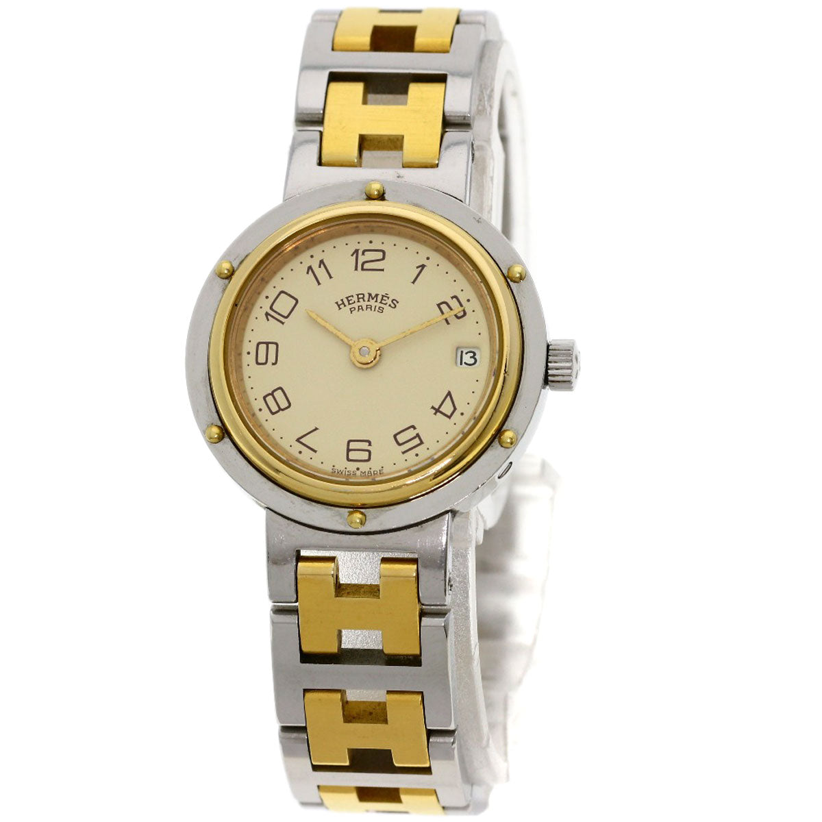 HERMES Watches Quartz Stainless Steel , SSxGP gold Clipper Ivory dial Women d