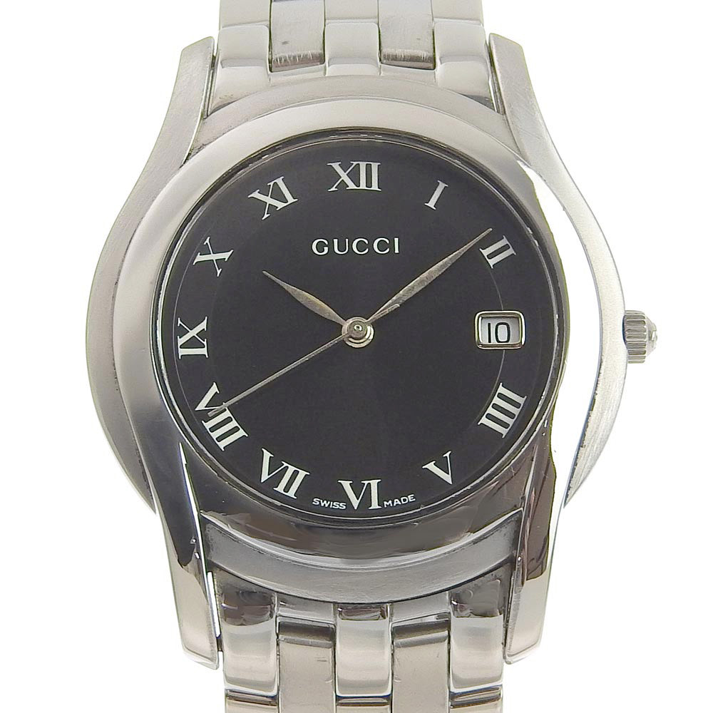 GUCCI Watches Quartz 5500M Stainless Steel black black dial mens d