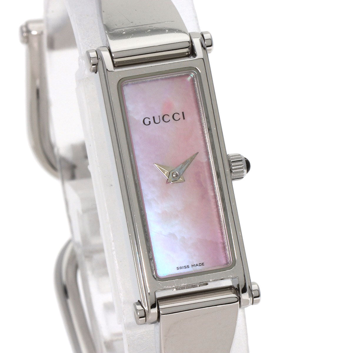 GUCCI Watches Quartz 1500L Stainless Steel Silver Square face Pink shell dial