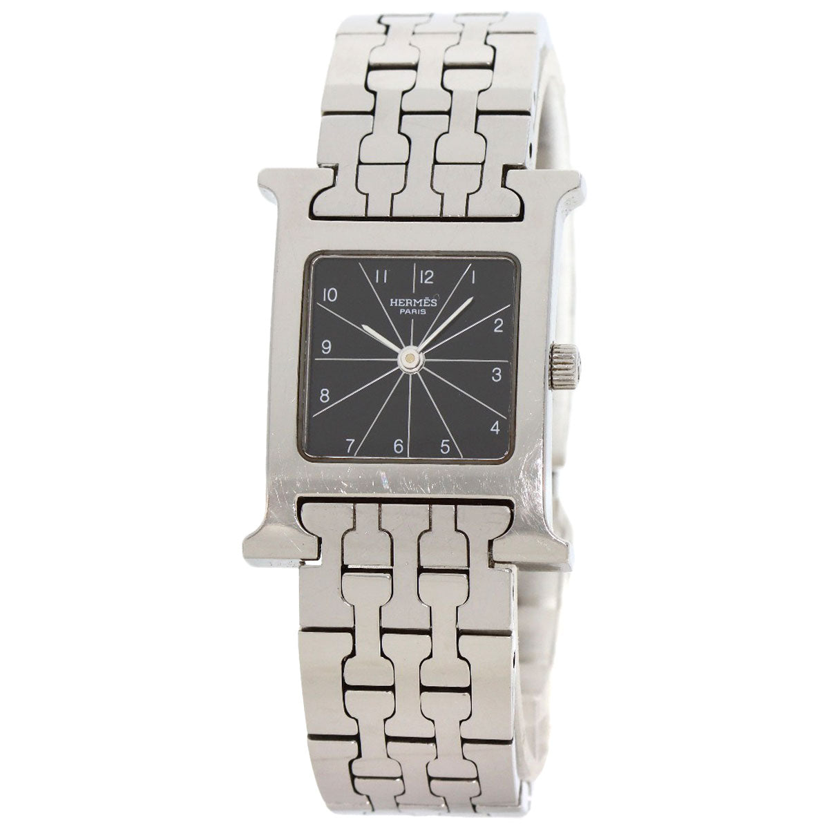 HERMES Watches Quartz HH1.210 Stainless Steel , Stainless Steel Silver H watch black dial Women d
