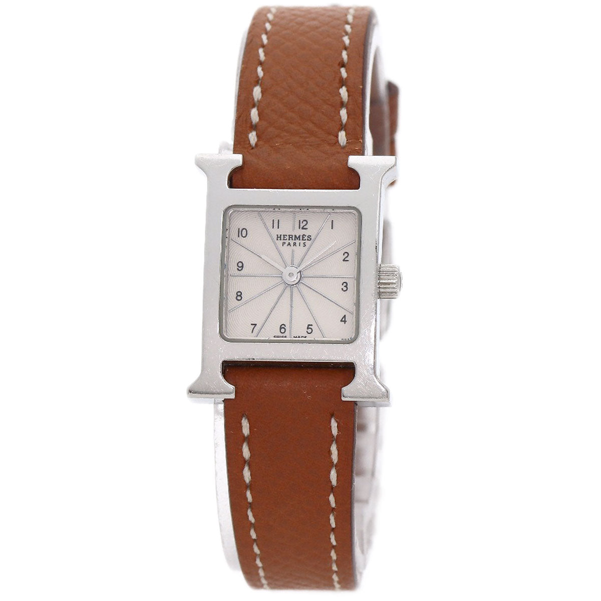 HERMES Watches Quartz HH1.110 Stainless Steel, Leather Silver H watch mini Silver dial Women d