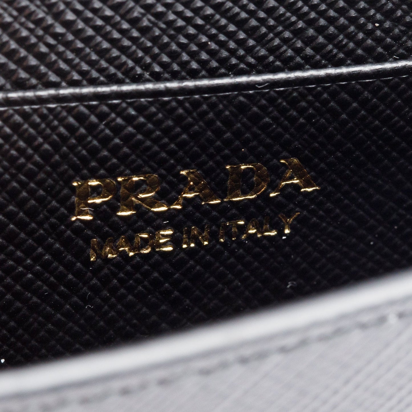 Prada Black Saffiano Metal Card Holder on Chain