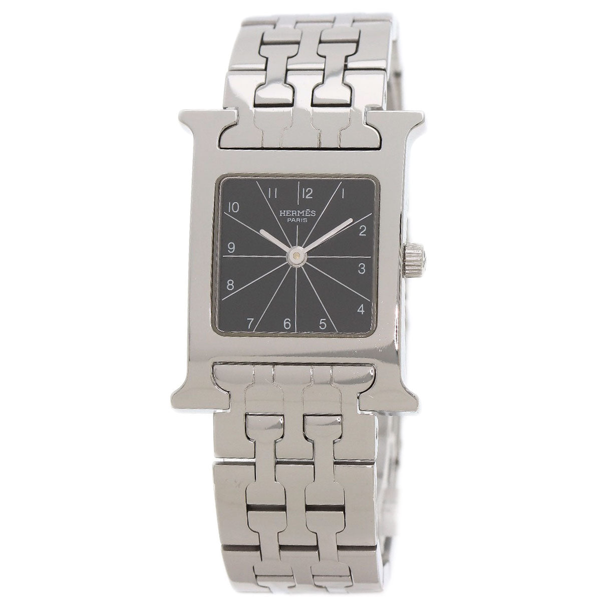 HERMES Watches Quartz HH1.210 Stainless Steel , Stainless Steel Silver H watch black dial Women d