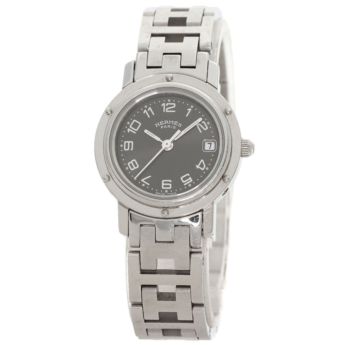 HERMES Watches Quartz CL4.210 Stainless Steel , Stainless Steel Silver Clipper black dial Women d