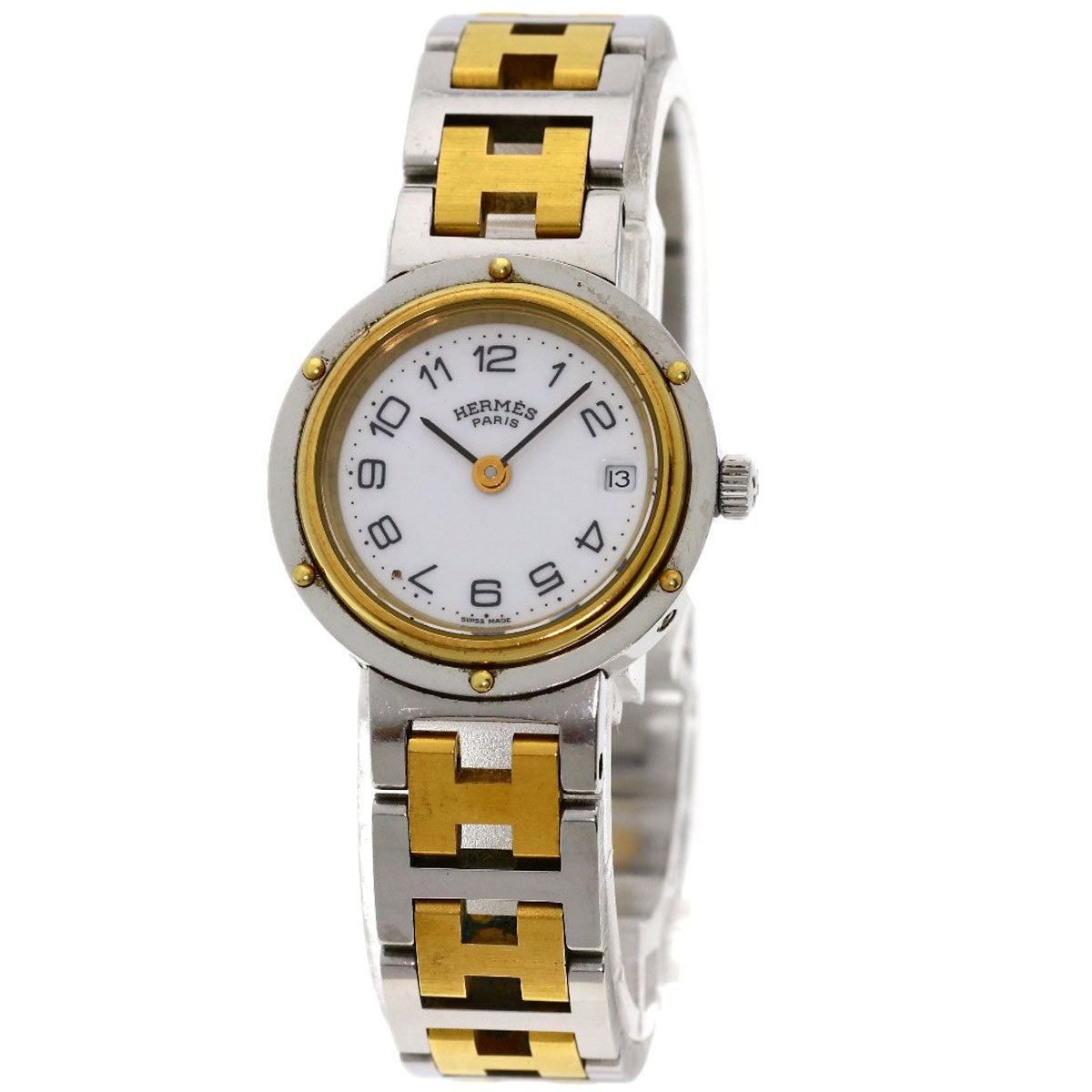 HERMES Watches Quartz Stainless Steel , SSxGP gold Clipper white dial Women d