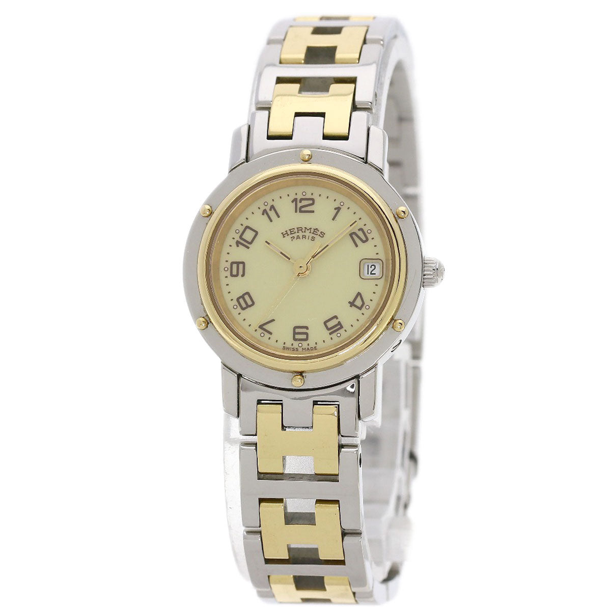 HERMES Watches Quartz CL4.220 Stainless Steel , SSxGP Silver Clipper new buckle Ivory dial Women d