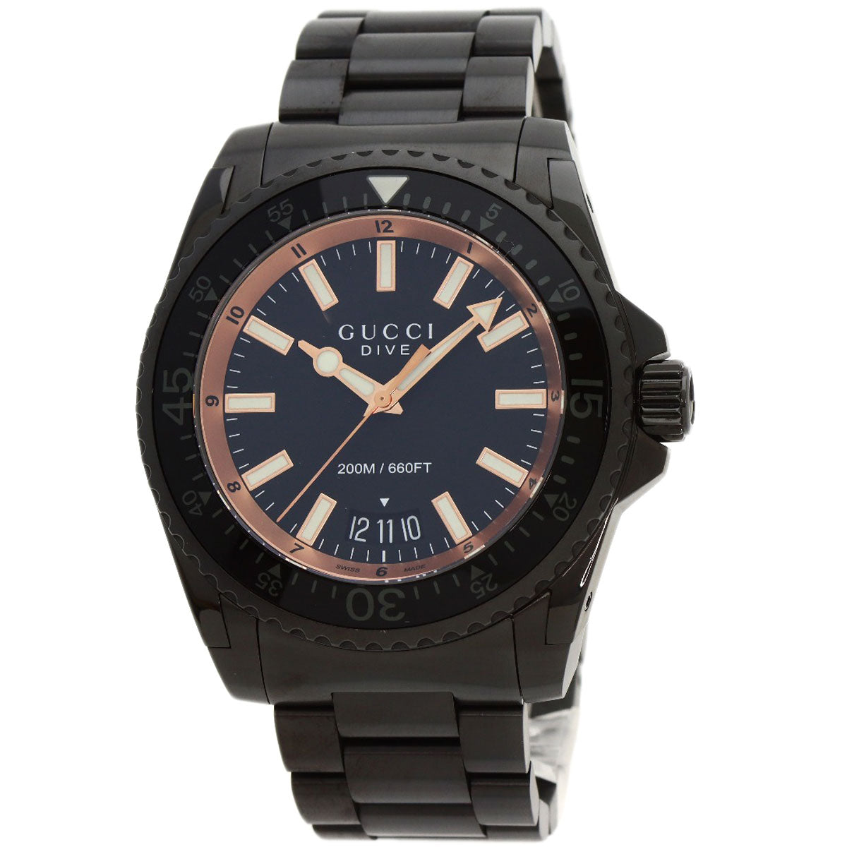 GUCCI Watches Quartz YA136.2 Stainless Steel , Stainless Steel black Dive black dial mens d