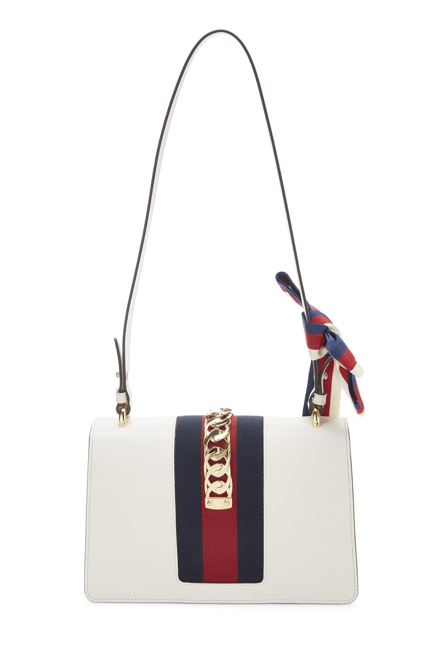 Gucci, White Floral Embroidered Leather Sylvie Shoulder Bag Small, White