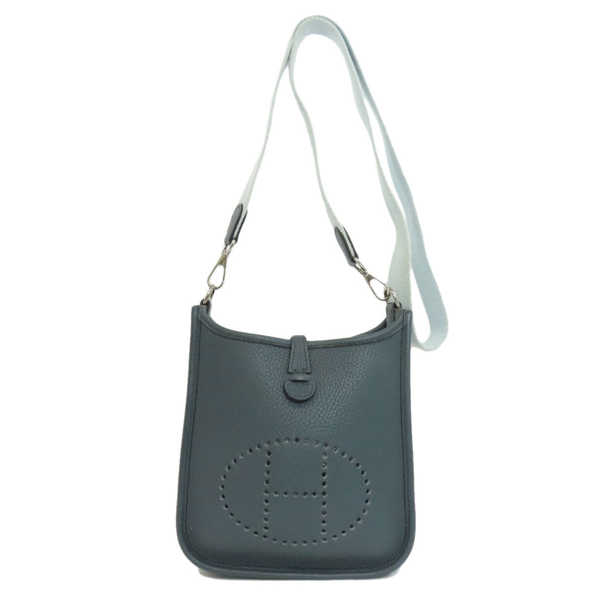 HERMES Shoulder Bag Taurillon Clemence blue Evelyn TPM SilverMetal Women d
