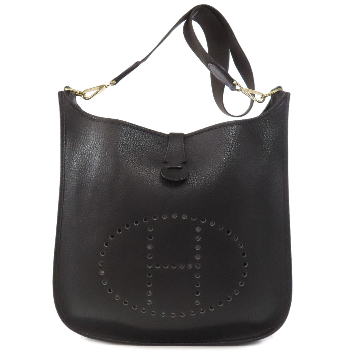 HERMES Shoulder Bag Ardenne black Evelyn GM Gold Metal Women d