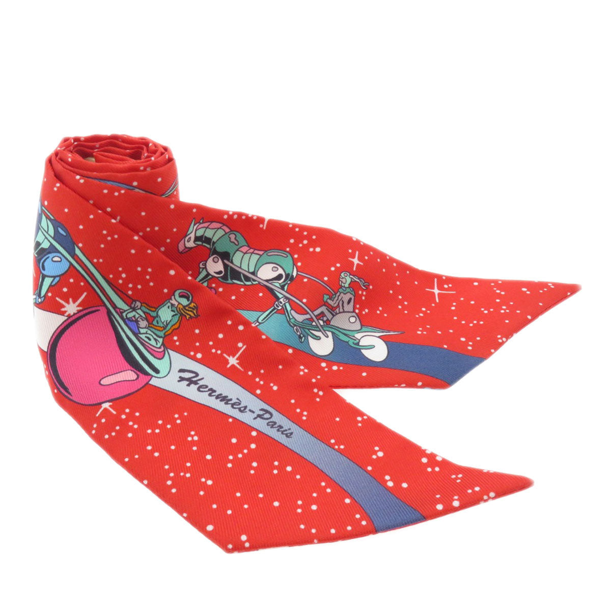 HERMES scarf silk Red Twilly Women d