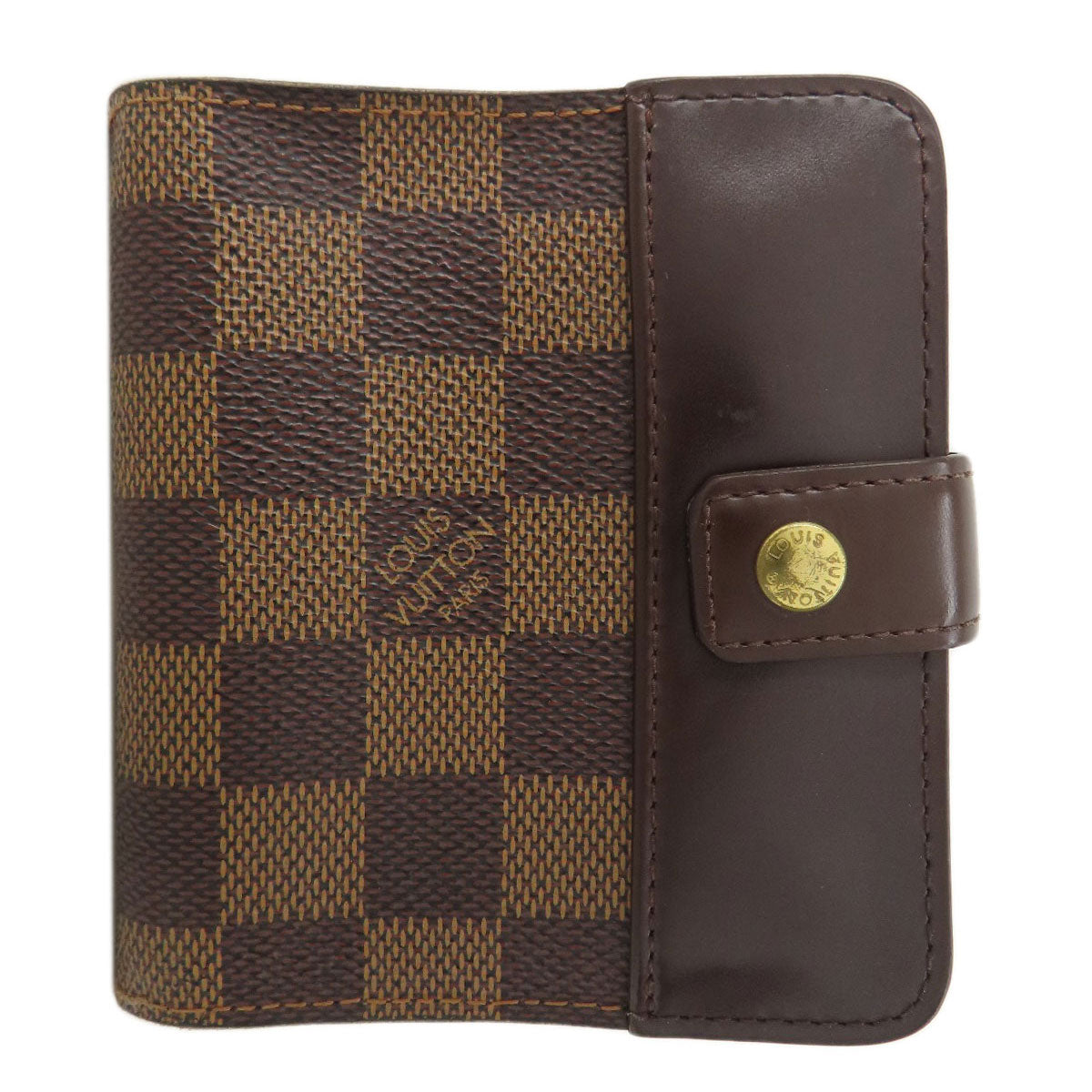 LOUIS VUITTON Bifold Wallet M61668 Damier canvas Brown Compact zip Women d