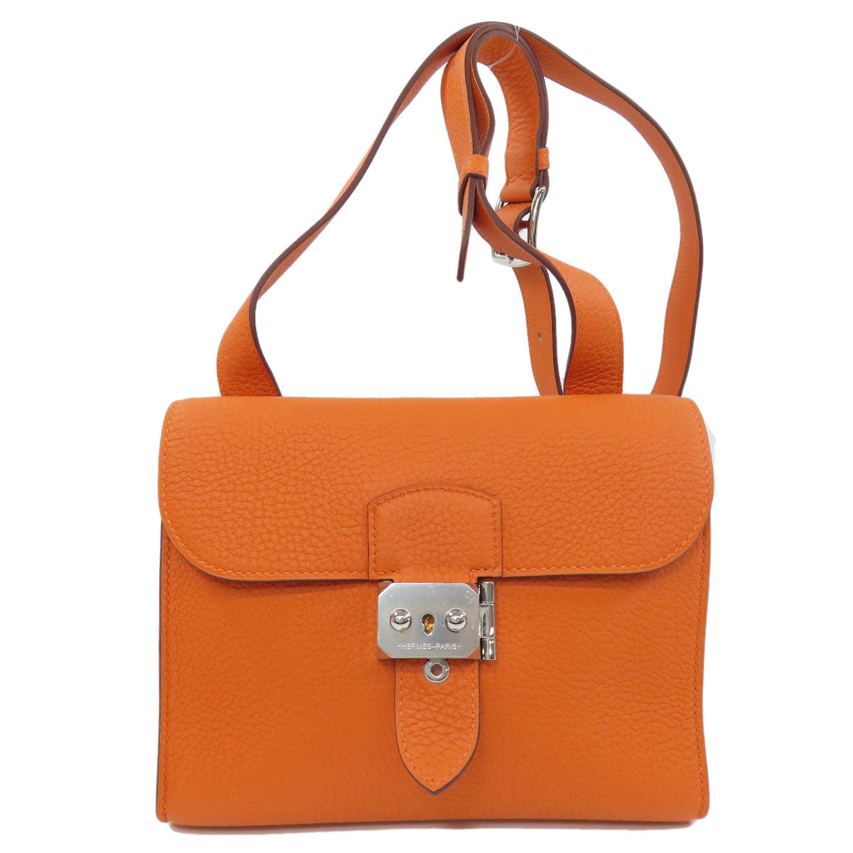 HERMES Shoulder Bag Taurillon Clemence Orange Sac A Depeche 21 Silver Metal Women d