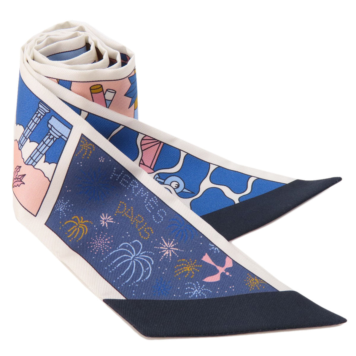 HERMES scarf silk white Twilly Women d